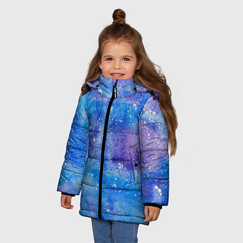 Зимняя куртка для девочки Акварельные разводы и брызги красок / 3D-Черный – фото 3
