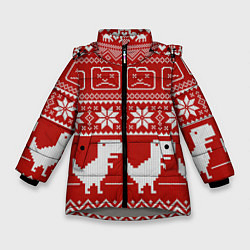 Куртка зимняя для девочки Новогодний гугл, цвет: 3D-светло-серый