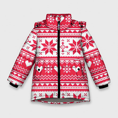 Зимняя куртка для девочки Новогодний уют / 3D-Светло-серый – фото 1