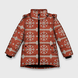 Куртка зимняя для девочки Вязаный рисунок, цвет: 3D-черный