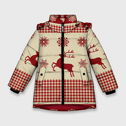 Куртка зимняя для девочки Олени, цвет: 3D-красный