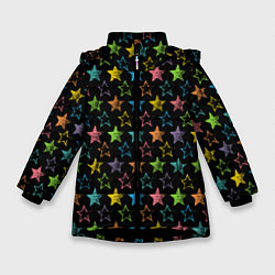Куртка зимняя для девочки Парад звезд, цвет: 3D-черный
