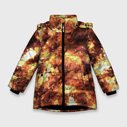 Куртка зимняя для девочки Кожаный камуфляж, цвет: 3D-черный