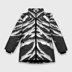 Куртка зимняя для девочки Белая шкура тигра, цвет: 3D-черный