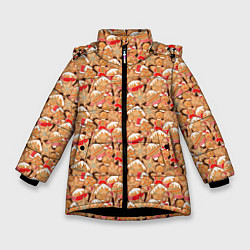 Куртка зимняя для девочки Праздничное Печенье, цвет: 3D-черный