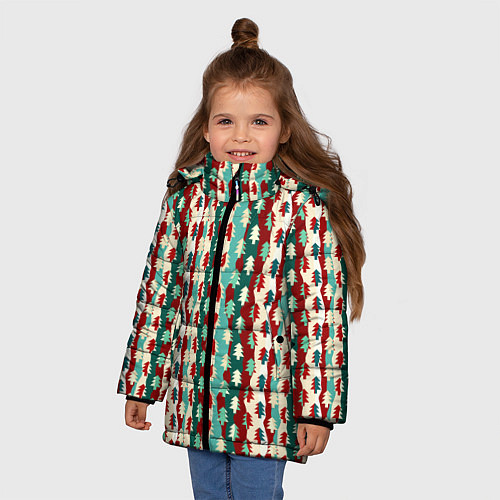 Зимняя куртка для девочки Маленькие Ёлочки / 3D-Черный – фото 3