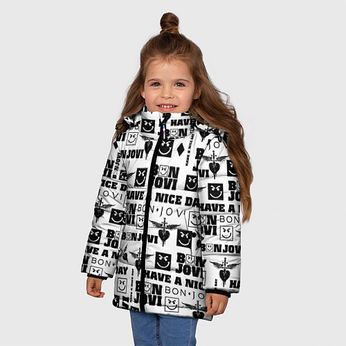 Зимняя куртка для девочки BON JOVI ЛОГОБОМБИНГ БОН ДЖОВИ ПАТТЕРН / 3D-Черный – фото 3
