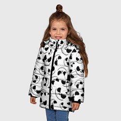 Куртка зимняя для девочки Джек Скеллингтон паттерн лицо, цвет: 3D-светло-серый — фото 2