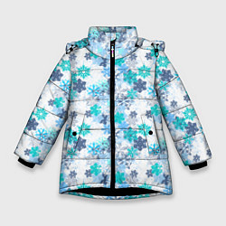 Куртка зимняя для девочки Зимние Снежные Узоры, цвет: 3D-черный