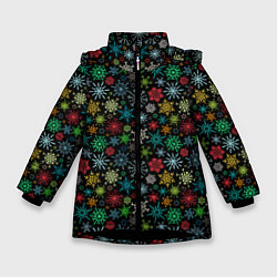 Зимняя куртка для девочки Разноцветные Снежинки