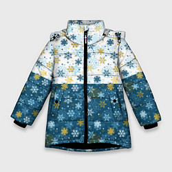 Куртка зимняя для девочки Падают Снежинки, цвет: 3D-черный