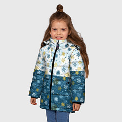 Куртка зимняя для девочки Падают Снежинки, цвет: 3D-черный — фото 2
