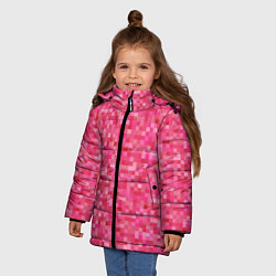 Куртка зимняя для девочки Цикламеновая пиксельная абстракция, цвет: 3D-черный — фото 2