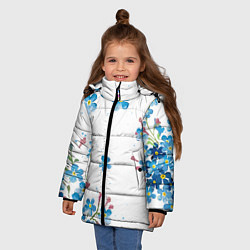 Куртка зимняя для девочки Букет голубых цветов, цвет: 3D-черный — фото 2