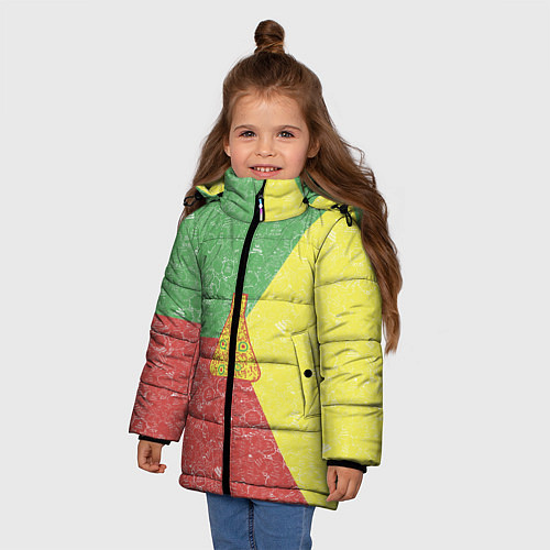 Зимняя куртка для девочки Колба на фоне АПВ 3 1 8 / 3D-Черный – фото 3