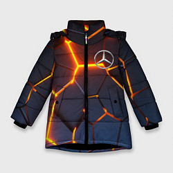 Куртка зимняя для девочки MERCEDES-BENZ AMG 3D ГЕОМЕТРИЯ, цвет: 3D-черный