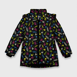 Куртка зимняя для девочки Праздничное Конфетти, цвет: 3D-черный