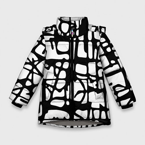 Зимняя куртка для девочки Черно-Белый мотив Cantabrigiensia, подходящий для / 3D-Светло-серый – фото 1