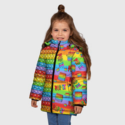 Куртка зимняя для девочки POP IT СМАЙЛЫ, цвет: 3D-черный — фото 2