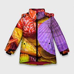 Зимняя куртка для девочки Разноцветные ракушки multicolored seashells