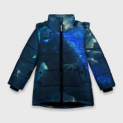 Куртка зимняя для девочки ГОДЗИЛЛА В МОРЕ, цвет: 3D-черный