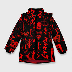 Куртка зимняя для девочки БЕРСЕРК ПАТТЕРН СИМВОЛИКА КЛЕЙМО, цвет: 3D-красный