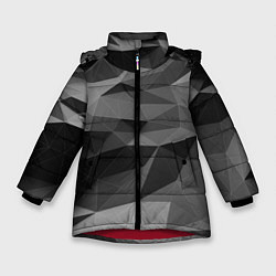 Куртка зимняя для девочки Чб абстракция, цвет: 3D-красный