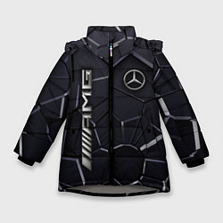 Куртка зимняя для девочки Mercedes AMG 3D плиты, цвет: 3D-светло-серый