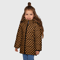 Куртка зимняя для девочки Клетки, как в метрополитене - вагонетки, цвет: 3D-черный — фото 2