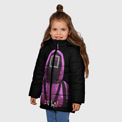 Куртка зимняя для девочки Squid Game Square Guy, цвет: 3D-черный — фото 2