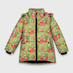 Зимняя куртка для девочки Клубничка паттерн