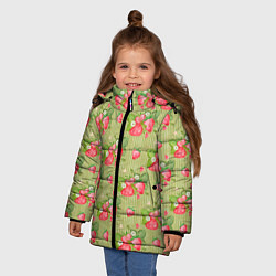 Куртка зимняя для девочки Клубничка паттерн, цвет: 3D-черный — фото 2
