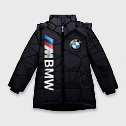 Куртка зимняя для девочки BMW sport 3D плиты 3Д плиты, цвет: 3D-черный