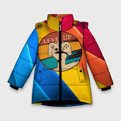 Куртка зимняя для девочки Джойстик Level Up, цвет: 3D-черный