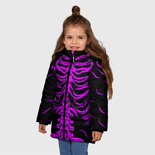 Зимняя куртка для девочки Розовые кости / 3D-Черный – фото 3