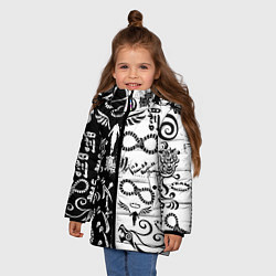 Куртка зимняя для девочки ТОКИЙСКИЕ МСТИТЕЛИ ЛОГОБОМБИНГ ЧБ, цвет: 3D-светло-серый — фото 2