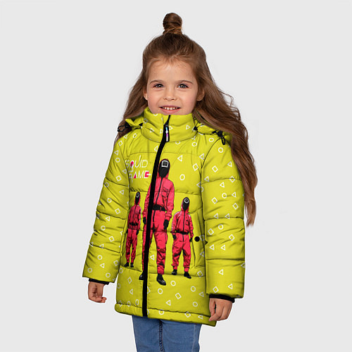 Зимняя куртка для девочки Игра в кальмара Рабочие / 3D-Черный – фото 3