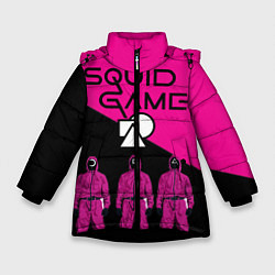 Куртка зимняя для девочки Игра в Кальмара-Стражи, цвет: 3D-черный