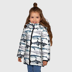 Куртка зимняя для девочки Принт с китами, цвет: 3D-красный — фото 2