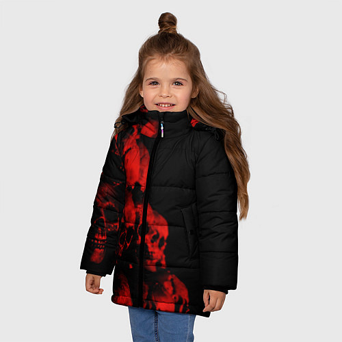 Зимняя куртка для девочки Черепа свалка / 3D-Черный – фото 3