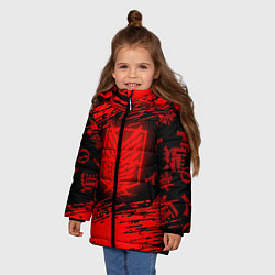 Куртка зимняя для девочки Атака Титанов: Паттерн, цвет: 3D-черный — фото 2