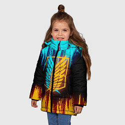 Куртка зимняя для девочки Атака Титанов: Освещение, цвет: 3D-светло-серый — фото 2