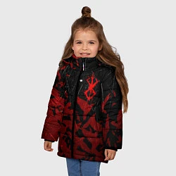 Куртка зимняя для девочки БЕРСЕРК КЛЕЙМО ЛОГО СТАЯ ВОРОН, RED CROW, цвет: 3D-черный — фото 2