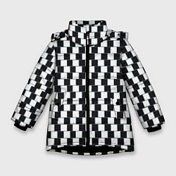 Куртка зимняя для девочки Шахматная Иллюзия Искажения, цвет: 3D-черный