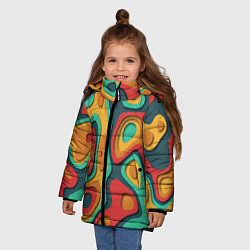 Куртка зимняя для девочки 3D узор Color, цвет: 3D-черный — фото 2