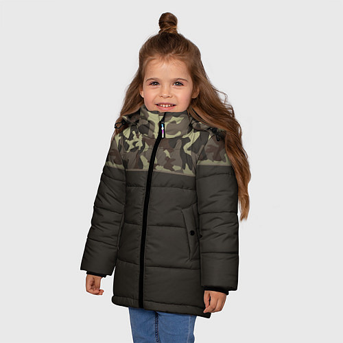 Зимняя куртка для девочки Камуфляж 3 0 / 3D-Черный – фото 3