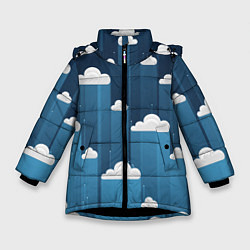 Куртка зимняя для девочки Облака в очереди, цвет: 3D-черный