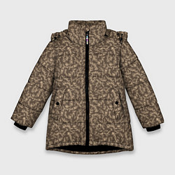 Куртка зимняя для девочки Растительный осенний фон, цвет: 3D-черный