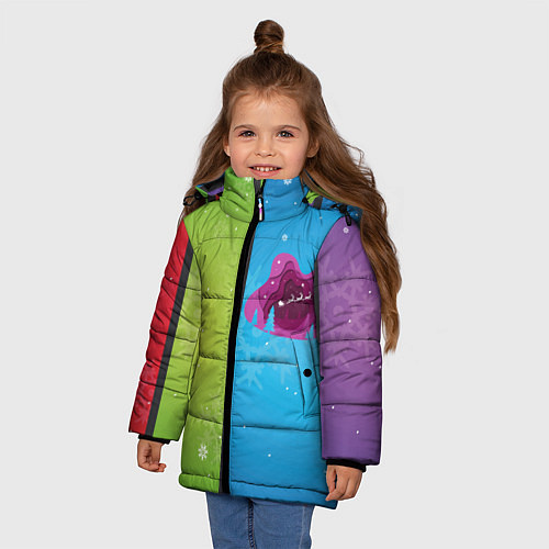 Зимняя куртка для девочки Цветное рождество Snowflake / 3D-Черный – фото 3