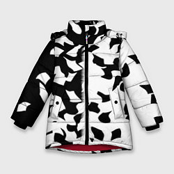 Куртка зимняя для девочки Черно-белый камуфляж, цвет: 3D-красный